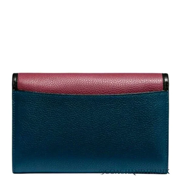 NWT COACH Leather Marlow Stunning Color Block Convertible Bag Brass Tone Accents